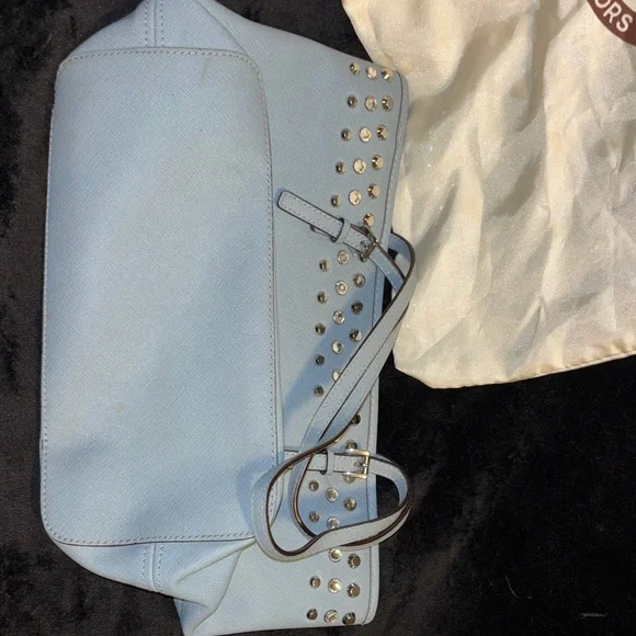 Michael Kors Light Blue Tote with Gold Studs - Picture 4 of 6